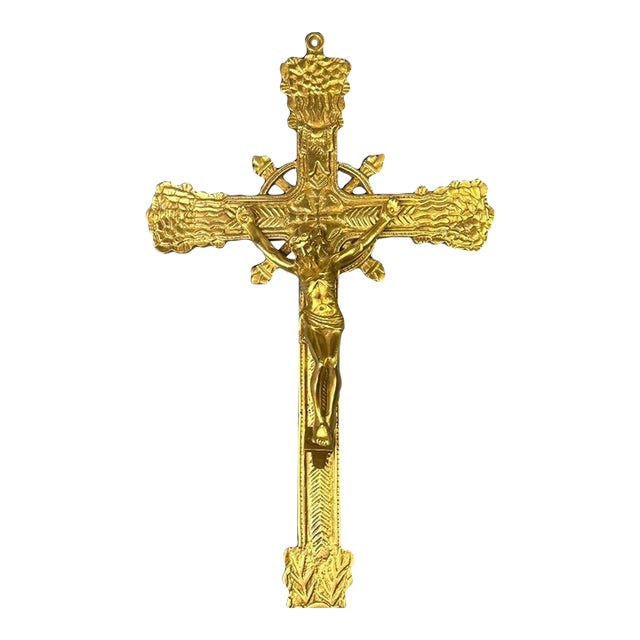 Antique French Gilt Bronze Altar Crucifix For Sale