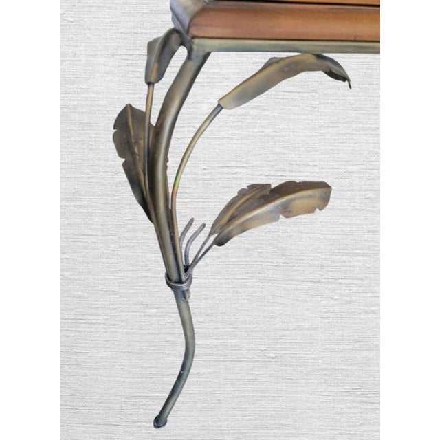 Vintage Tropical Regency Chest Style 1 Drawer Palm Leaf Iron Base Side End Night Tables- A Pair For Sale - Image 9 of 9