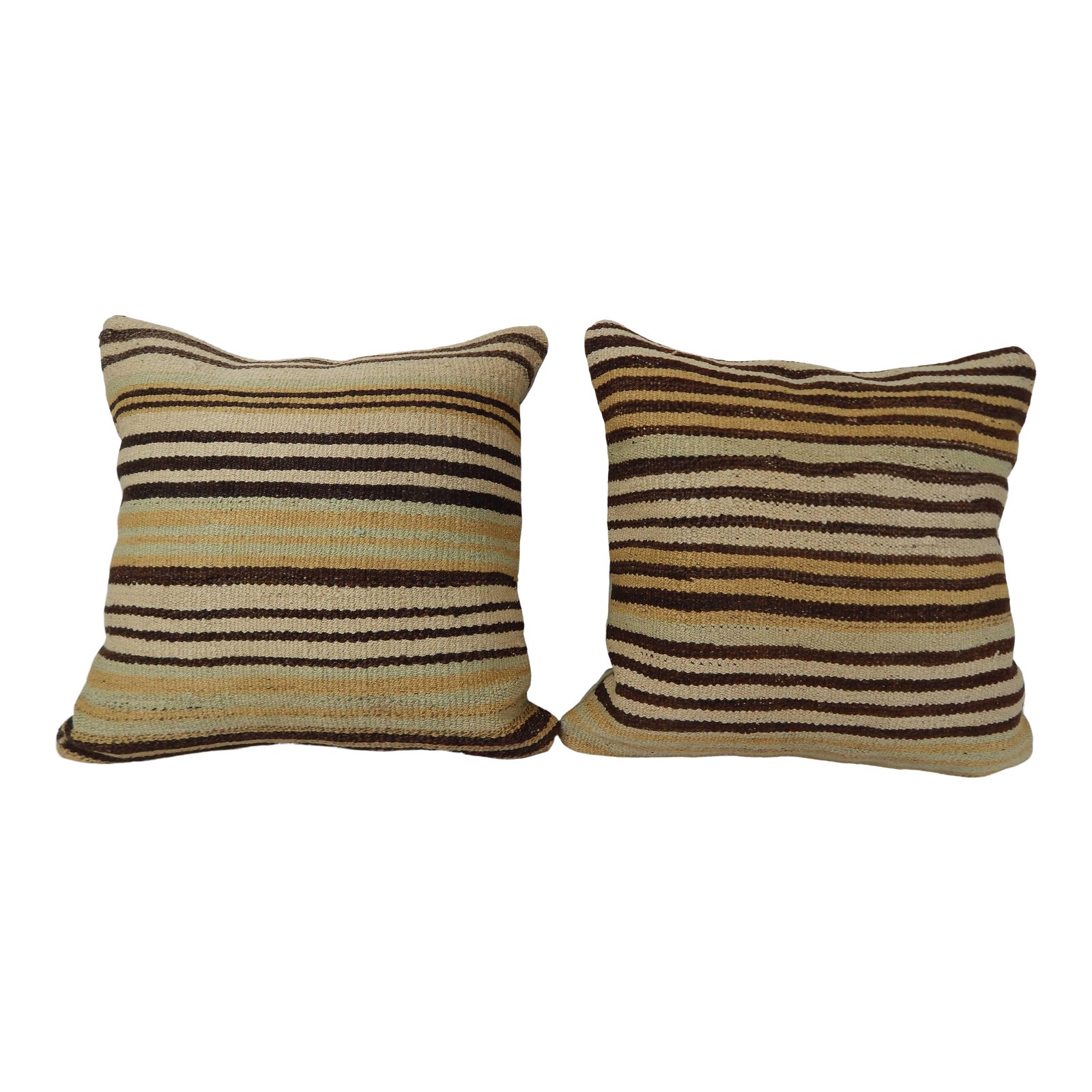 Striped Turkish Kilim Pillow Cover a Pair 18" X 18" Chairish