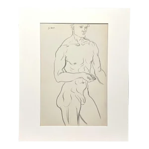 Vintage Male Erotica, 1951 Pencil on Paper Figure Study by Artist Harold Haydon