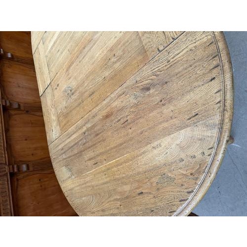 Round Solid Oak Table with Two Extensions For Sale - Image 9 of 12