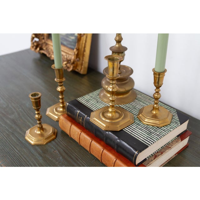 Antique Danish Brass Candlesticks, 1890s, Set of 5 For Sale - Image 14 of 17