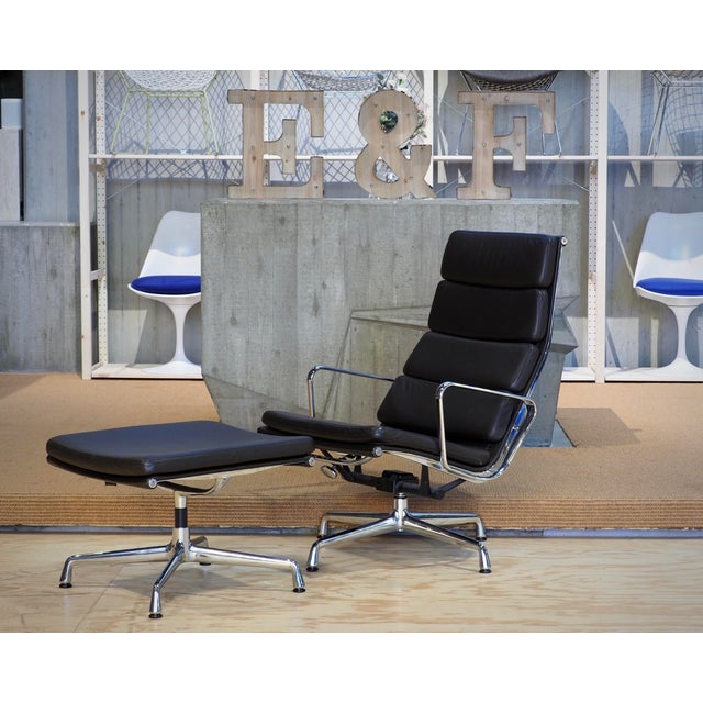 Set of Soft Pad Lounge Chair and Ottoman by Charles and Ray Eames, 2009 For Sale - Image 14 of 14