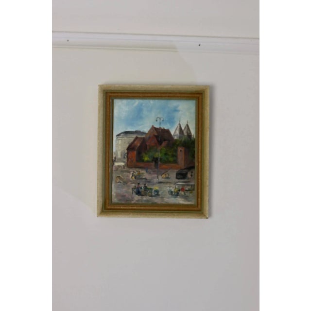 Original Swedish Mid-Century Oil on Panel " Mårtenstorget with Krognoshuset in Lund!t" by CIris Nordstrandh - Vintage &...