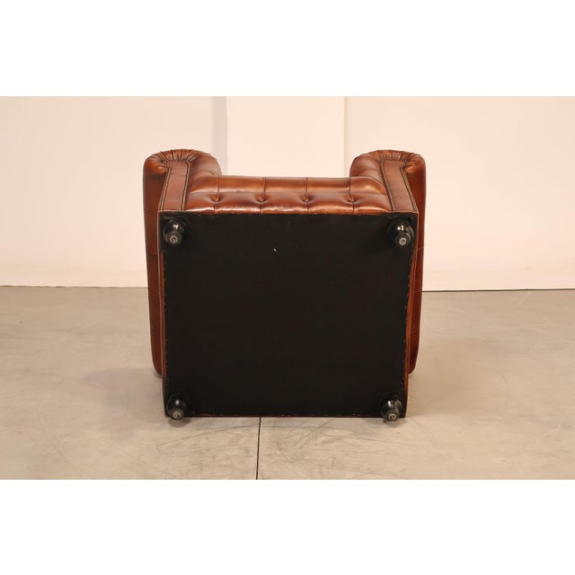 Chesterfield Style Tufted Brown Leather Club Chair For Sale - Image 16 of 16