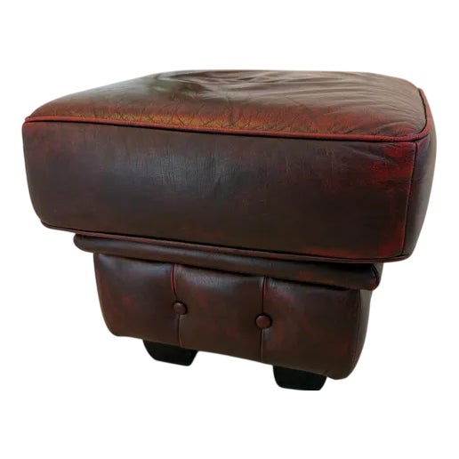 Chesterfield Stool in Leather For Sale