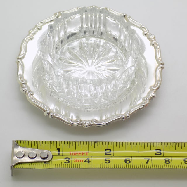 Vintage Italian Handmade Genuine Silver & Glass Salt / Pepper Cellar Table Decor For Sale - Image 12 of 12