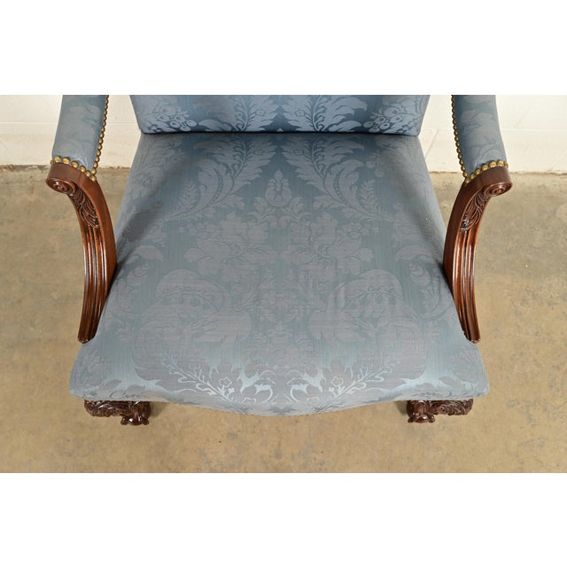 Wood Kittinger Chippendale Carved Mahogany Open Arm Library Chairs | Pair For Sale - Image 7 of 18