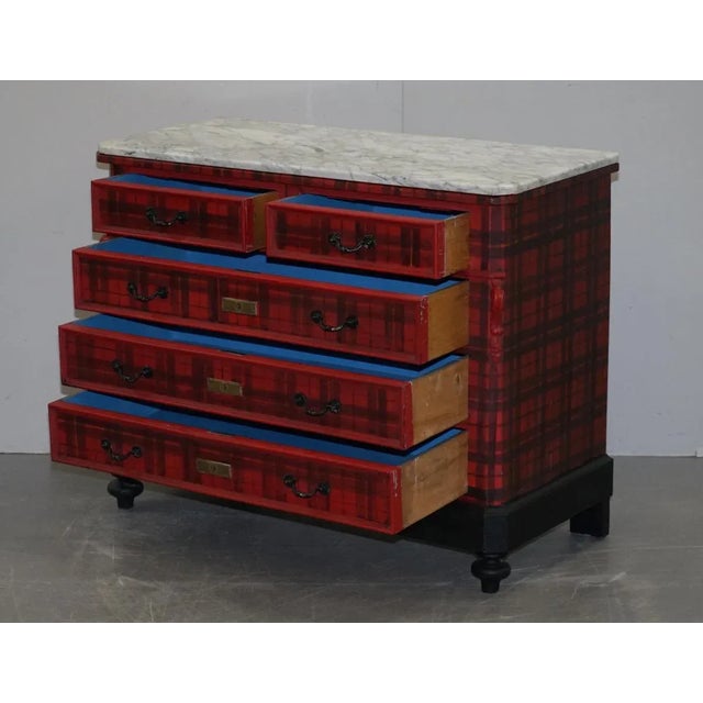 Victorian Chest of Drawers with Scottish Tartan Wrap & Marble Top For Sale - Image 18 of 18
