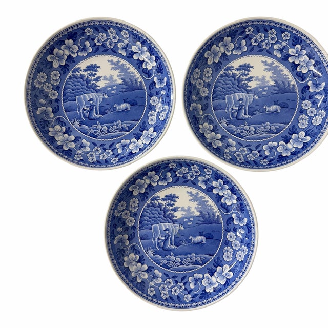 Set of 3 vintage Spode Blue Room Collection “ Milkmaid” pasta or serving bowl. Each measures 10” diameter x 1.5” h. Made...