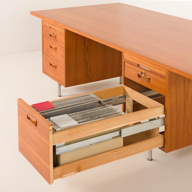 Large Mid-Century Modern Danish Executive Desk in Teak, 1970s For Sale - Image 15 of 18