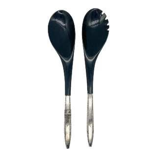 1950s Modernist Sterling Salad Servers by Wallace Silver For Sale