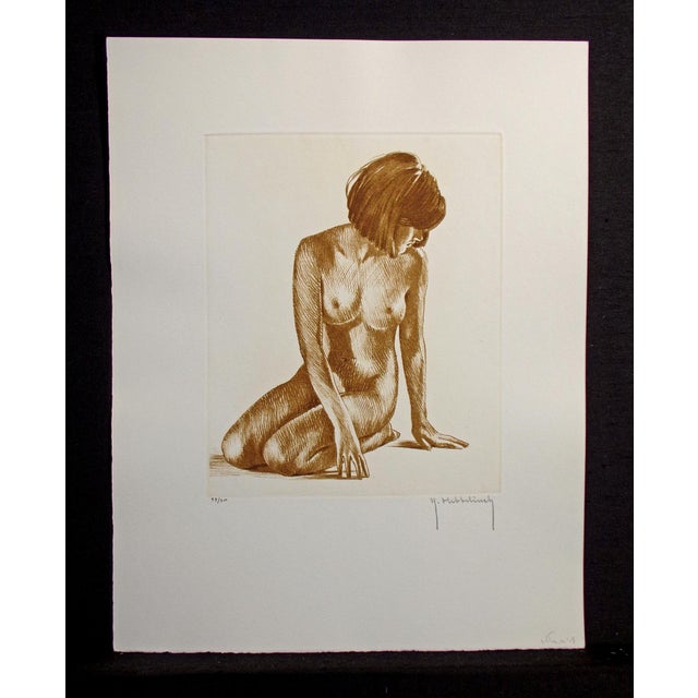 White Roger Hebbelinck "Nu No. 1" Nude #1 Hand Signed Vintage Etching For Sale - Image 8 of 8