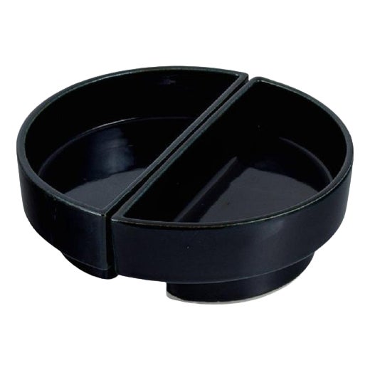 Late 1900s European Studio Potter Two-Piece Bowl in Black Glaze For Sale