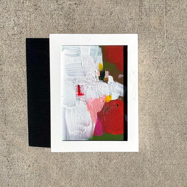 Abstract Vintage Boho Miniature Painting in Wood Frame For Sale - Image 3 of 6