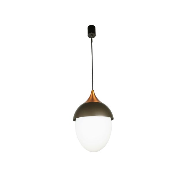 Italian Copper and Glass Pendant Lamp in Brown Metal by Bruno Gatta for Stilnovo, 1960s For Sale - Image 13 of 13