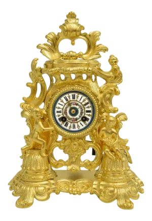 19th Century French Japy Freres Signed Rocaille Style Sevres Porcelain Dial Gilded Bronze Antique Clock