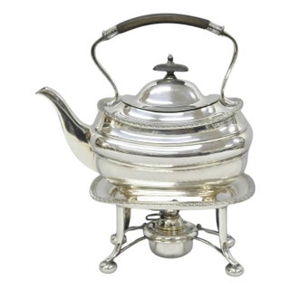 Antique Walker Hall Sheffield Silver Plated Teapot Spirit Kettle on Warmer Stand For Sale