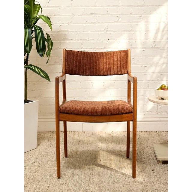 Chocolate Set of Four Vintage Danish Modern Dining Chairs in Rust Corduroy For Sale - Image 8 of 12