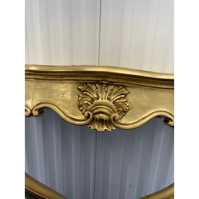 1960s 1960s Italian Rococo Carved Wood Wall Console, Restored Faux Gilt Finish For Sale - Image 5 of 9