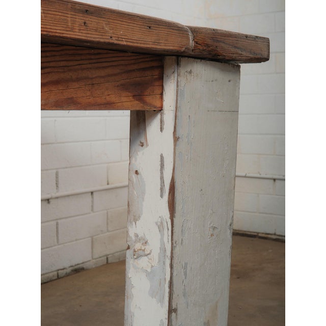 Mid 20th Century Rustic Farmhouse Dining Table With Natural Wood Slice Inlays and Painted Base For Sale - Image 10 of 11
