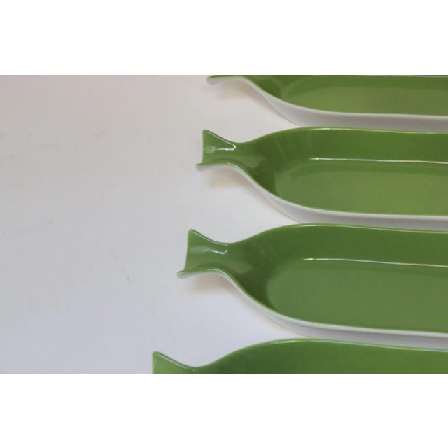 Ceramic Set of Six Vintage Green FöRM Corn on the Cob Dishes by Shenango China For Sale - Image 7 of 9