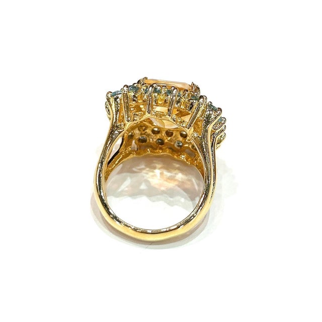 Transparent Bochic "Capri" Natural Citrine & Blue Topaz Ring Set In 18K Gold & Silver For Sale - Image 8 of 18