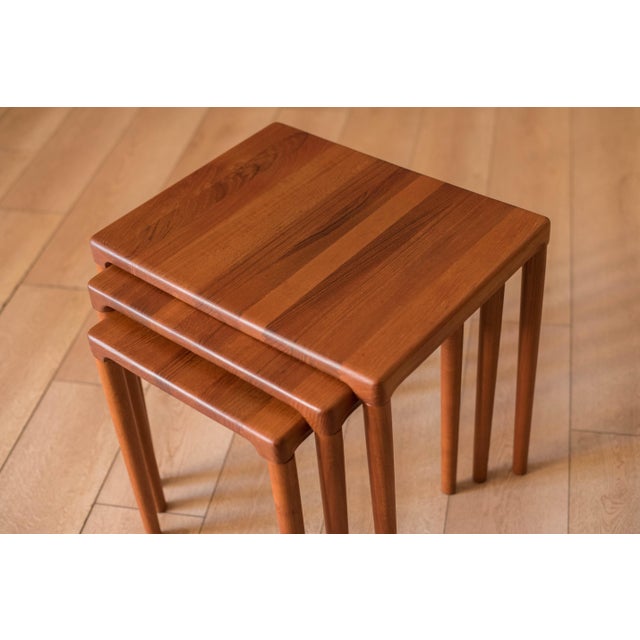 Mid century modern nesting tables designed by H.W. Klein for Bramin, Denmark circa 1960's. The table tops are made of...