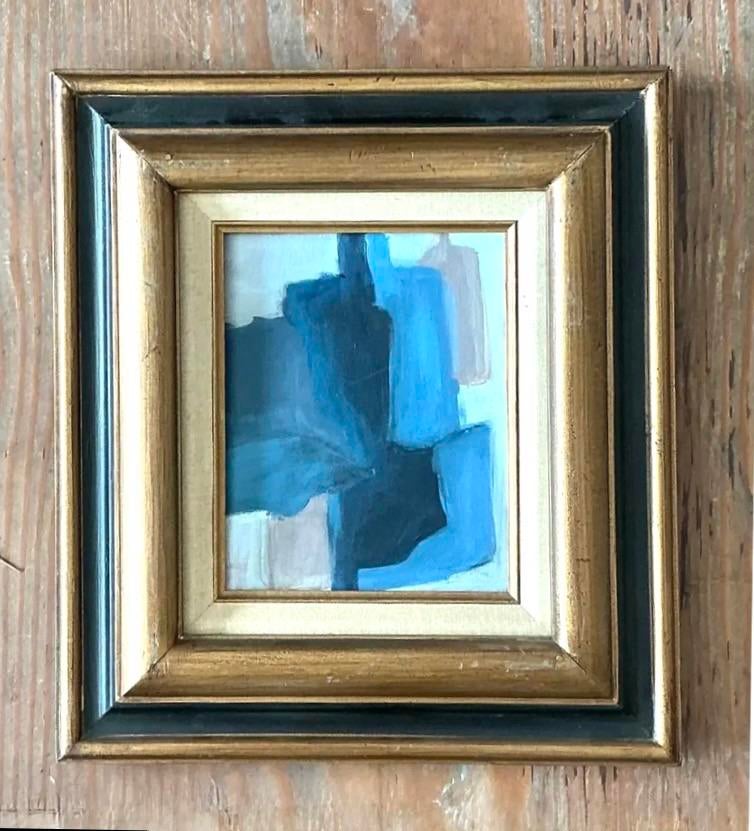 Vintage Original Abstract Oil on Canvas - Canvas, 16.5W x 18.5H - Top view