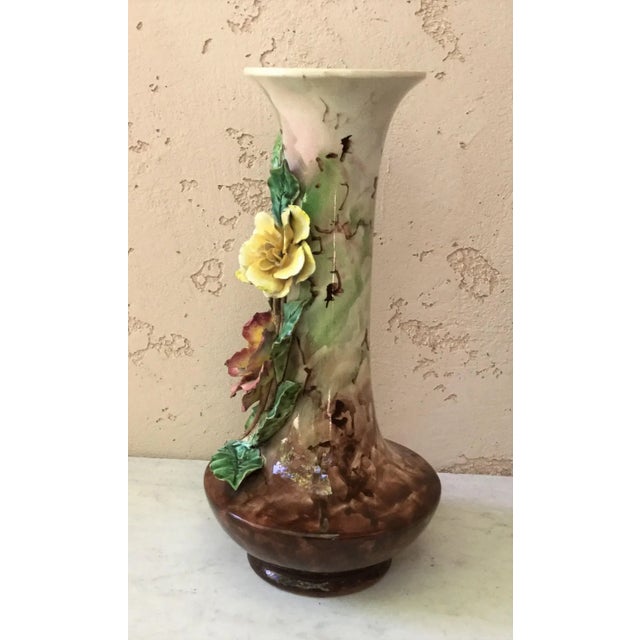 Late 19th Century 1880s French Majolica Flowers Vase For Sale - Image 5 of 9