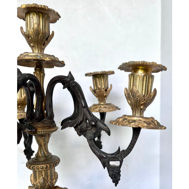 19th Century French Louis XVI Style Figural Bronze and Marble Candelabra - A Pair For Sale - Image 11 of 18