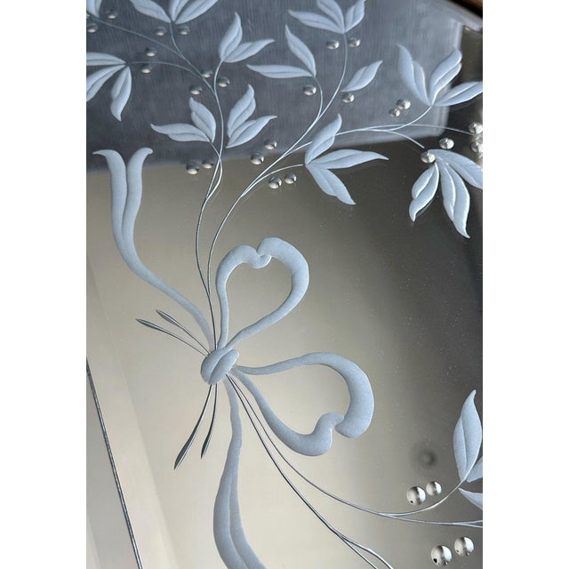 Wood Andrei Enzo Labarge Italian Etched Arched Wall Mirror For Sale - Image 7 of 12