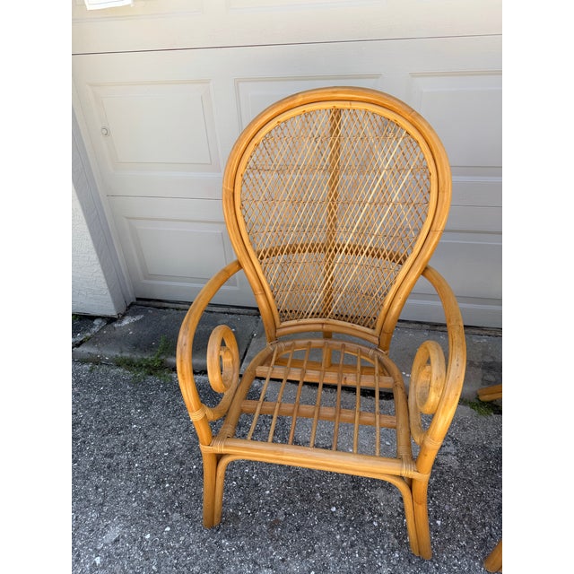 1980s Pair of Vintage Bentwood Rattan & Wicker Armchairs With Spiral Arms, 1970s For Sale - Image 5 of 9