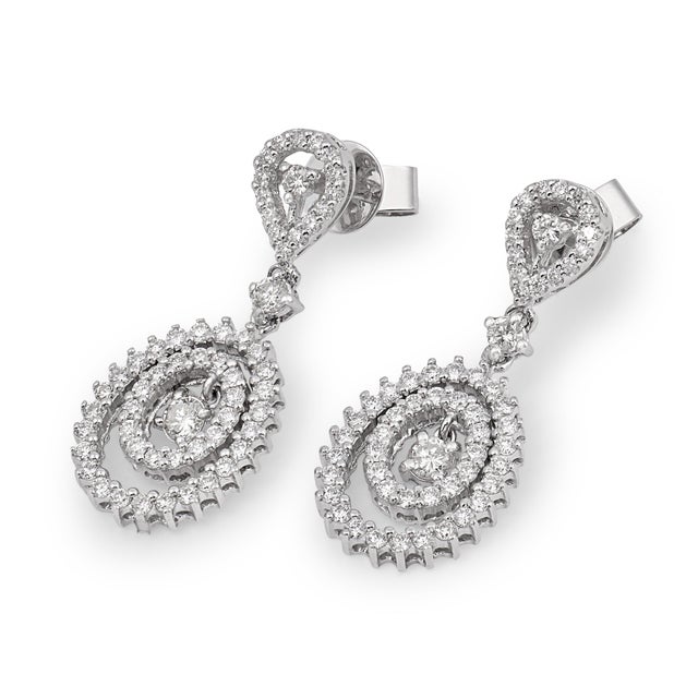 Vintage Diamond 18k White Gold Dangle Earrings, A Pair For Sale - Image 4 of 7
