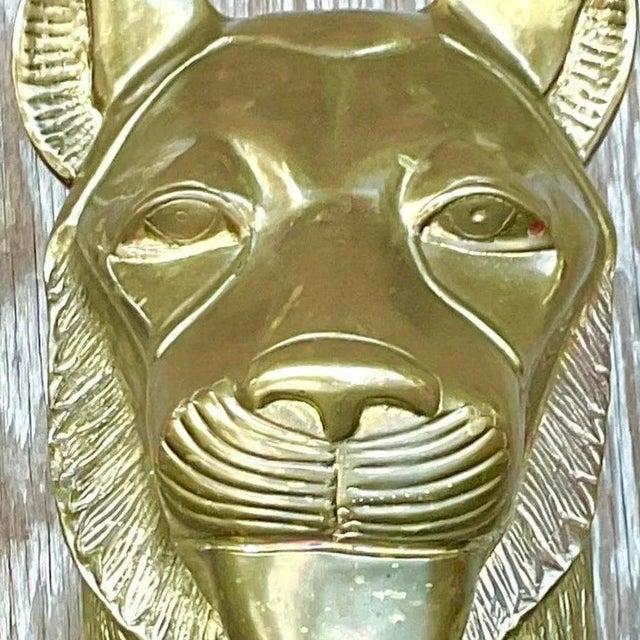 Vintage Chapman Brass Lioness Head Sculpture For Sale - Image 9 of 16