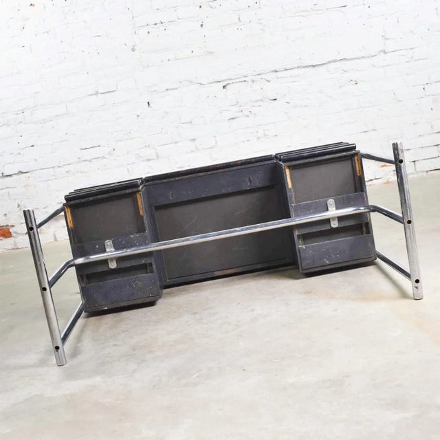 Art Deco Machine Age International Style Chrome & Black Desk Gilbert Rohde Attribution For Sale - Image 12 of 13