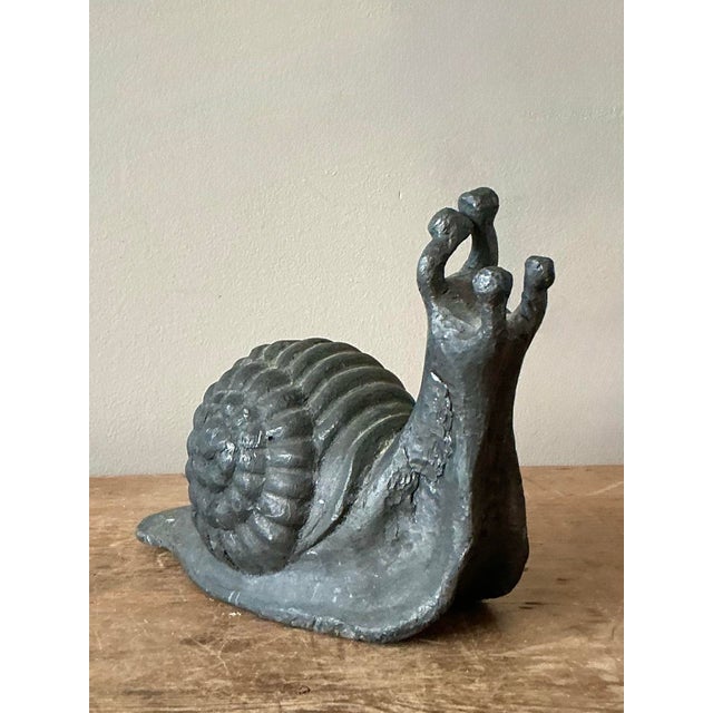 Metal Vintage Boho Lead Snail For Sale - Image 7 of 10