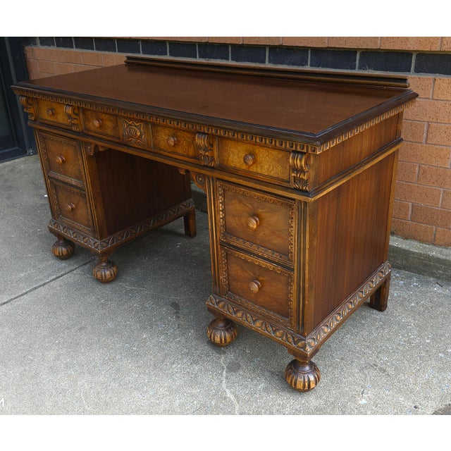 Brown Early 20th C. Berkey and Gay William and Mary Style Vanity Table Desk For Sale - Image 8 of 11