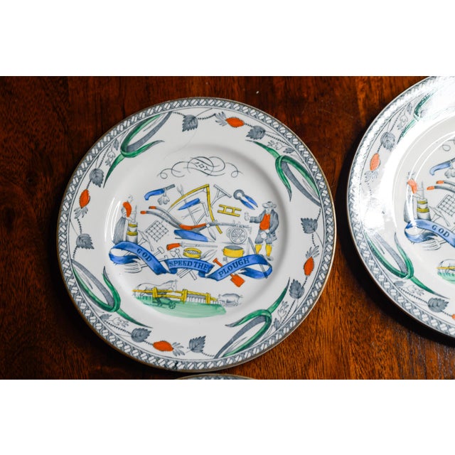 English Burgess & Leigh Antique Traditional English Farmers Arms Ceramic Bread Plates - Set of 4 For Sale - Image 3 of 7
