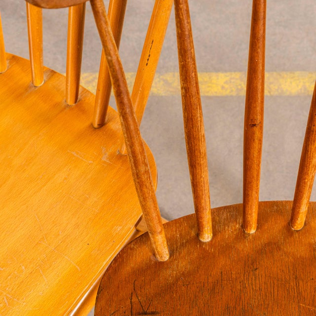 Wood Vintage Stickback Blonde Dining Chairs, 1950s, Set of 6 For Sale - Image 7 of 12