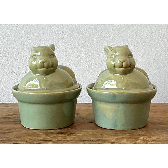 Vintage Boho Petite Bunny Lidded Casserole Dishes - A Pair For Sale - Image 4 of 12