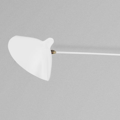 Mid-Century Modern White Three Rotating Straight Arms Wall Lamp from Serge Mouille For Sale - Image 4 of 8