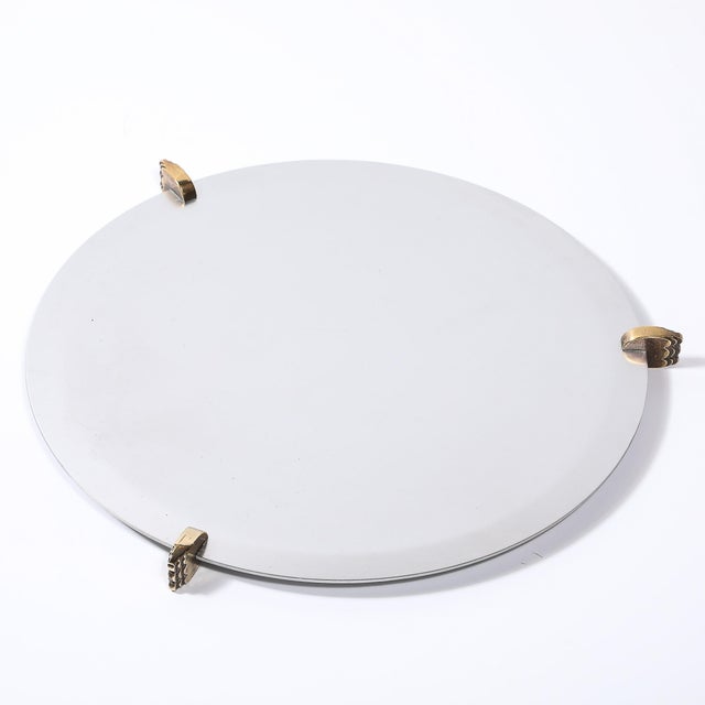 This striking Art Deco serving tray, crafted circa 1935, exemplifies the elegance and ingenuity of Machine Age design. Its...