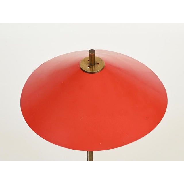 Adjustable Table Lamp in Red Metal, Brass and Green Glass from Stilnovo, Italy, 1950s For Sale - Image 13 of 17
