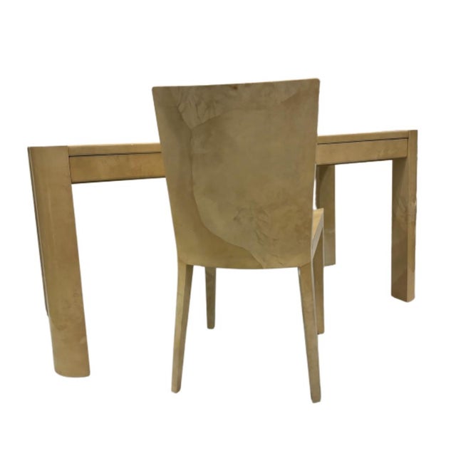 Mid-Century Modern 1980s Karl Springer Lacquered Goatskin Desk & Chair - Set of 2 For Sale - Image 3 of 11