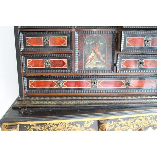 Antique 17th Century Dutch Travelling Chest Made in the Netherlands in C. 1680 With 18th Cent Chinoiseries Stand C. 1700s For Sale - Image 9 of 18
