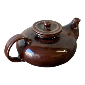 1960s Danish Knabstrup Keramik Teapot – Vintage Mid-Century Scandinavian Modern Brown Glazed Ceramic