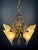 1930s Mid-West Mfg. Soleure Series Art Deco 5-Light Slip Shade Chandelier in Cast Bronze For Sale - Image 9 of 14