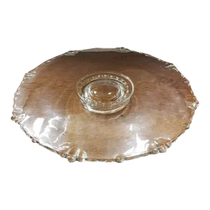 Circa 1960 Clear American Pressed Glass Beaded Edge Cake Plate Stand