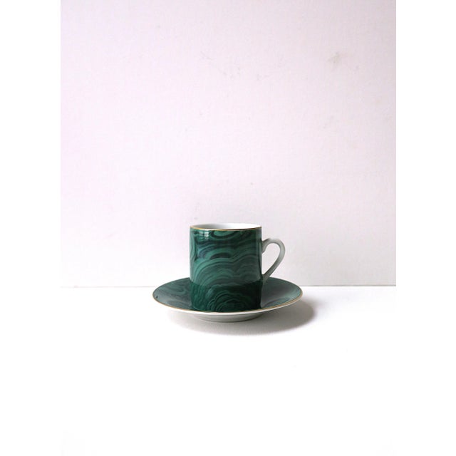 Hollywood Regency Malachite Porcelain Espresso Coffee Cup and Saucer, 2 Avail. For Sale - Image 3 of 12